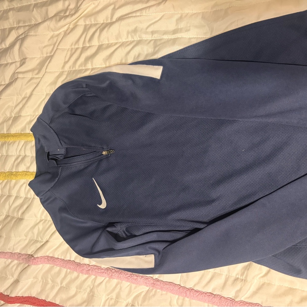 Nike Women's Navy Quarter-Zip Training Jacket with White Accents